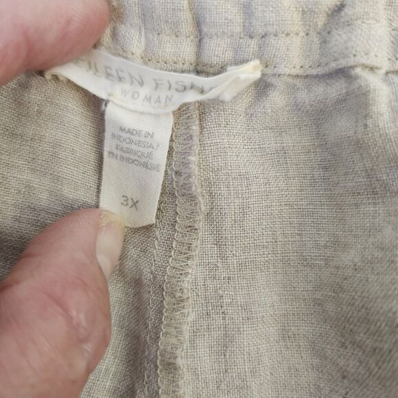 Eileen Fisher 100% Organic Linen Tan Pants Plus Sz 3X  Relaxed Comfortable  T404 - Picture 8 of 10